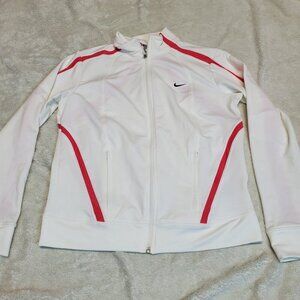 Nike Fit Dry White Pink Stripe Full Zip‎ Up Sporty Activewear Track Jacket Large
